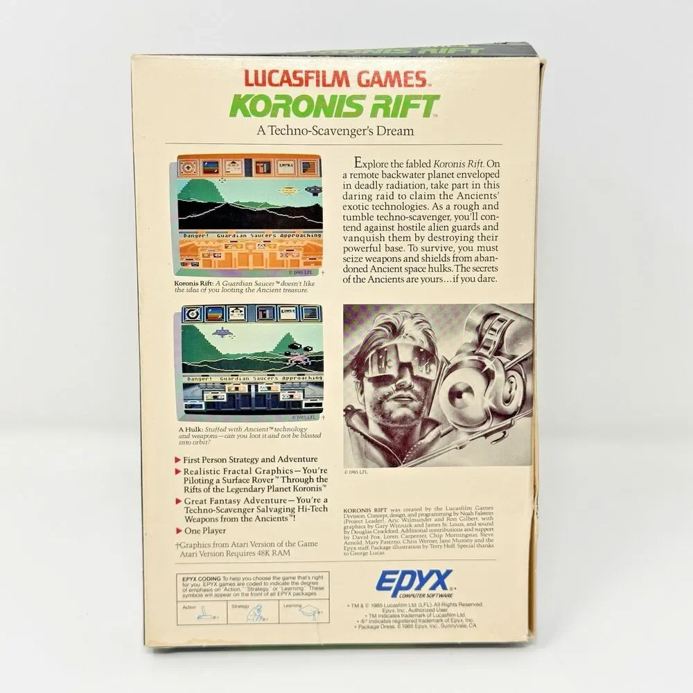 Koronis Rift Atari 400/800 Commodore 64/128 Lucasfilm Epyx Big Box CIB Tested